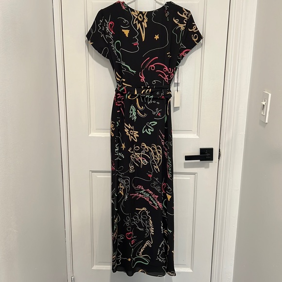 ARITZIA • BABATON wallace slit wrap maxi dress with doodle design S - Picture 8 of 10